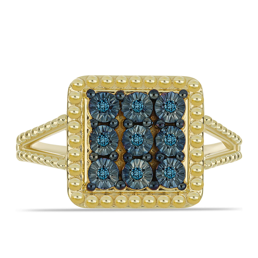 Inel din Argint 925 Placat cu Aur ( 4.49 grame ) cu Diamant Albastru 0.06 Carate