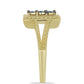 Inel din Argint 925 Placat cu Aur ( 4.49 grame ) cu Diamant Albastru 0.06 Carate