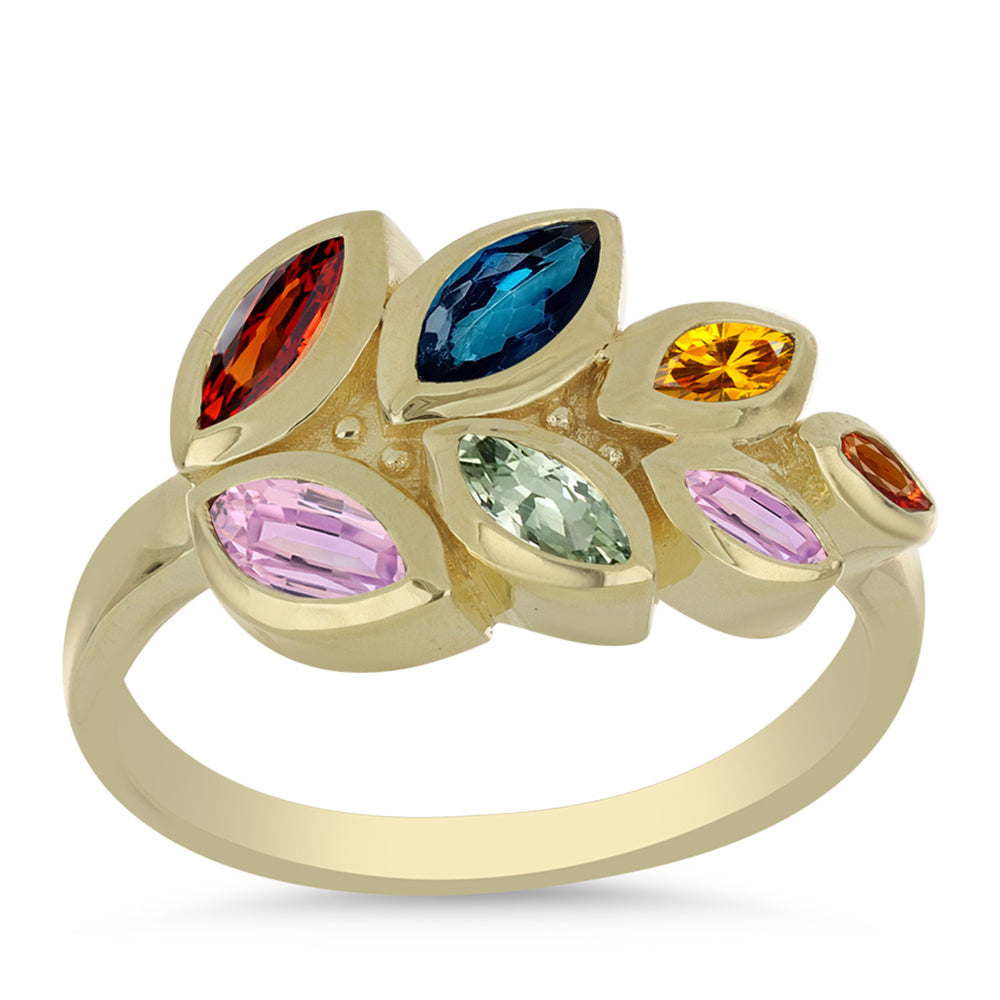 Inel din Argint 925 Placat cu Aur ( 3.32 grame ) cu Safir Rosebery Curcubeu 1.33 Carate 3 