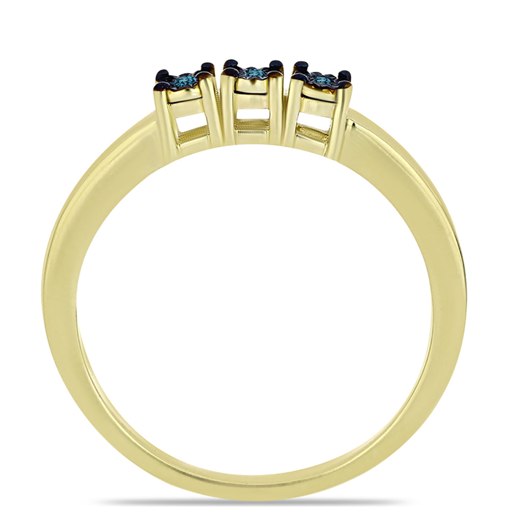 Inel din Argint 925 Placat cu Aur ( 1.96 grame ) cu Diamant Albastru 0.03 Carate
