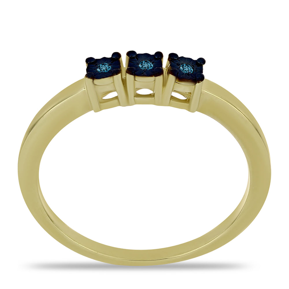 Inel din Argint 925 Placat cu Aur ( 1.96 grame ) cu Diamant Albastru 0.03 Carate
