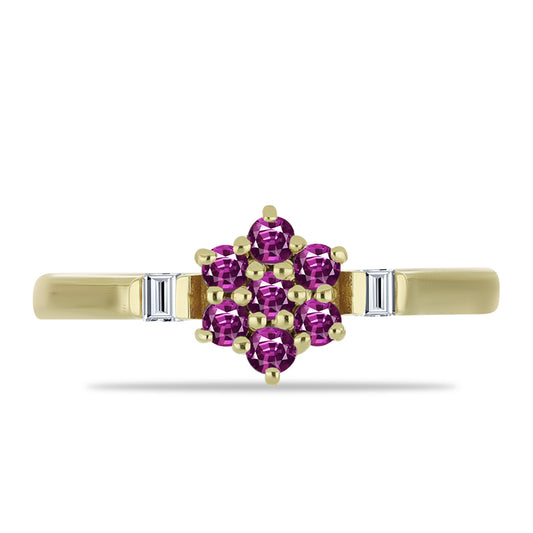 Inel din Argint 925 Placat cu Aur ( 1.83 grame ) cu Safir Violet și Topaz Alb 0.42 Carate