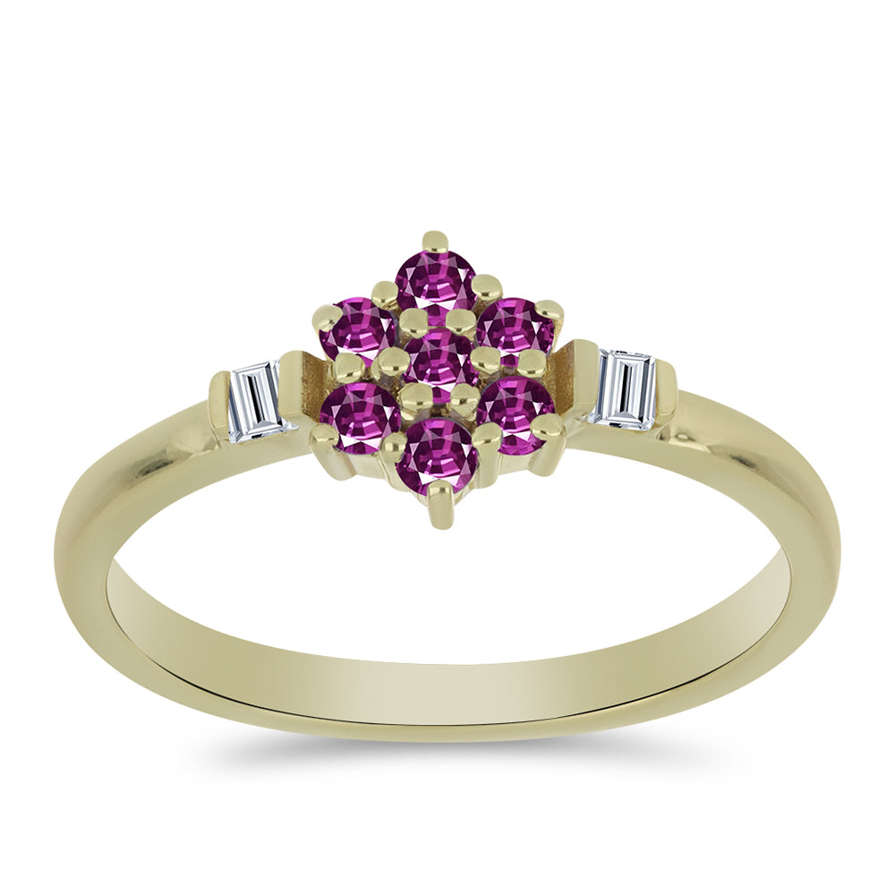 Inel din Argint 925 Placat cu Aur ( 1.83 grame ) cu Safir Violet și Topaz Alb 0.42 Carate