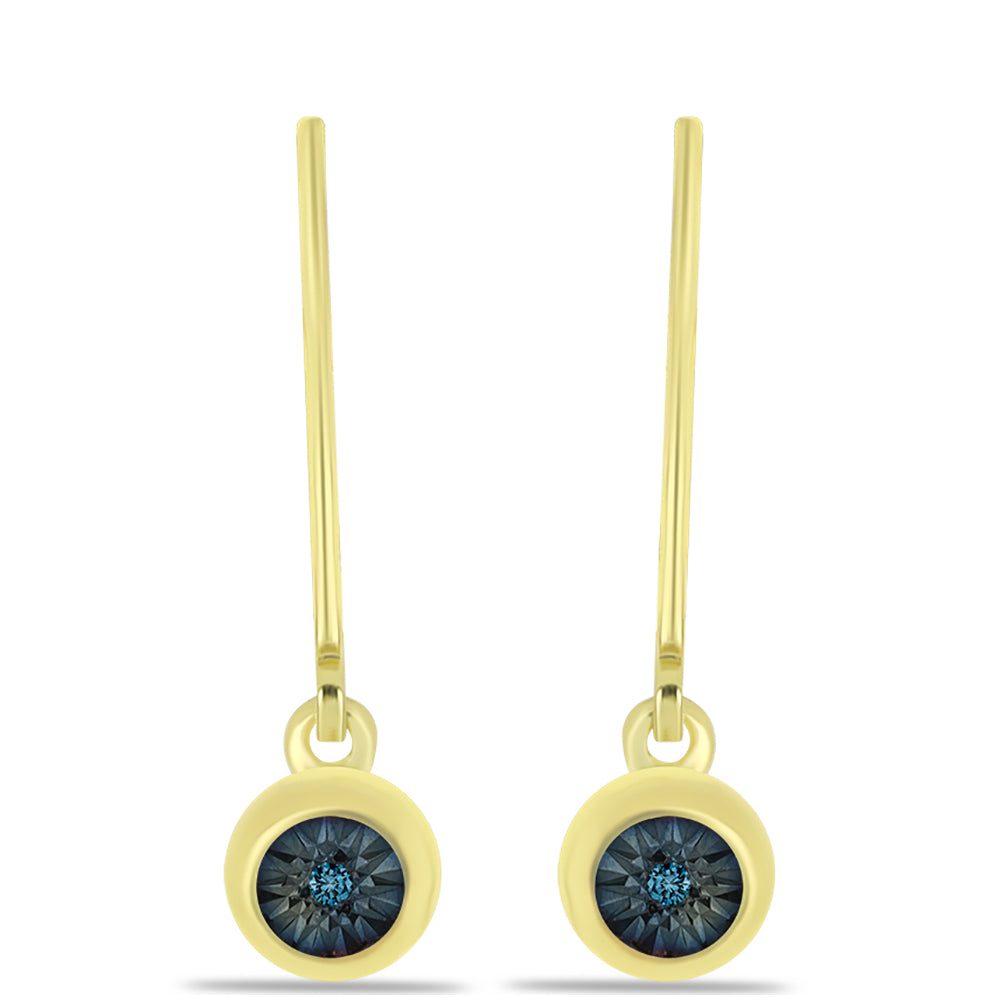 Cercei din Argint 925 Placat cu Aur ( 1.73 grame ) cu Diamant Albastru 0.01 Carate 1 