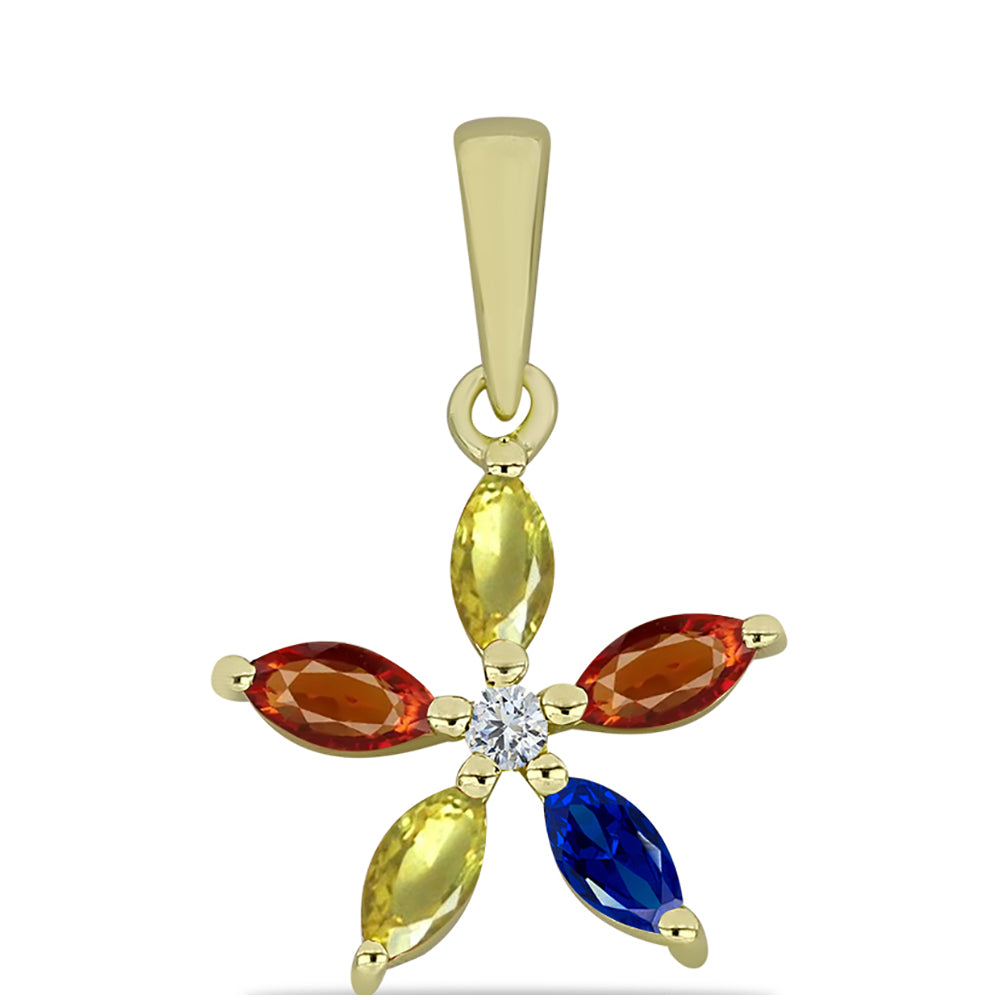 Pandantiv din Argint 925 Placat cu Aur ( 0.85 grame ) cu Safir Rosebery Curcubeu și Topaz Alb 0.99 Carate 1 