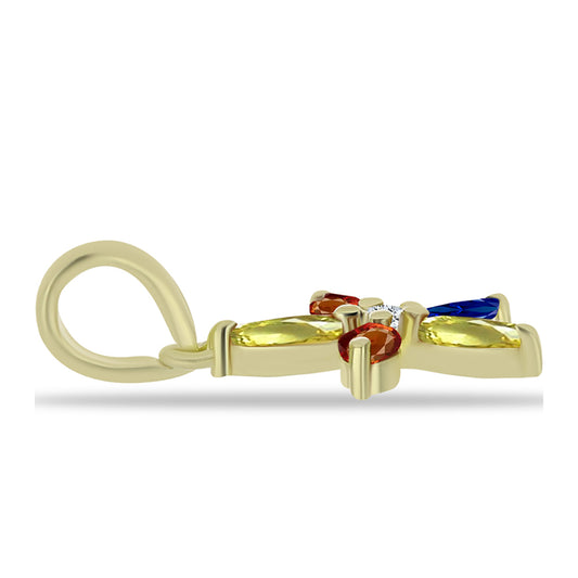 Pandantiv din Argint 925 Placat cu Aur ( 0.85 grame ) cu Safir Rosebery Curcubeu și Topaz Alb 0.99 Carate