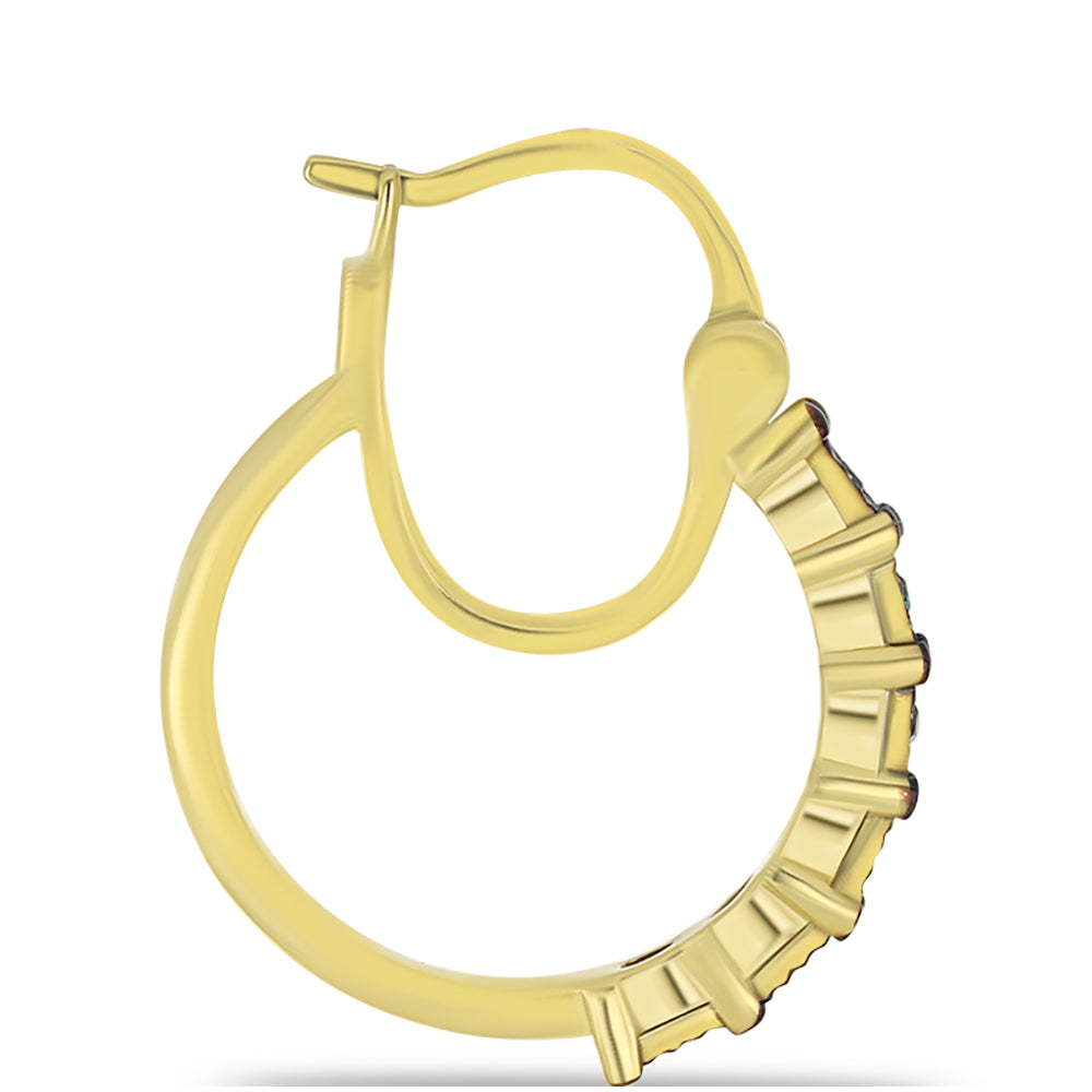 Cercei din Argint 925 Placat cu Aur ( 4.32 grame ) cu Diamant Albastru 0.08 Carate 2 