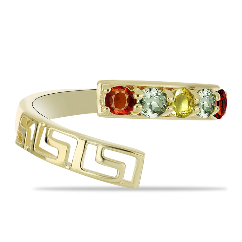 Inel din Argint 925 Placat cu Aur ( 2.31 grame ) cu Safir Rosebery Curcubeu 0.77 Carate