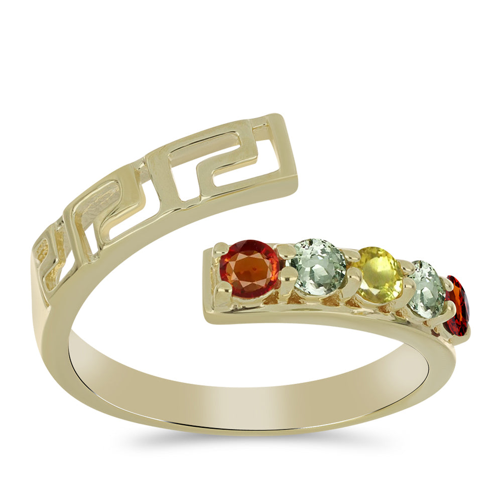 Inel din Argint 925 Placat cu Aur ( 2.31 grame ) cu Safir Rosebery Curcubeu 0.77 Carate 3 