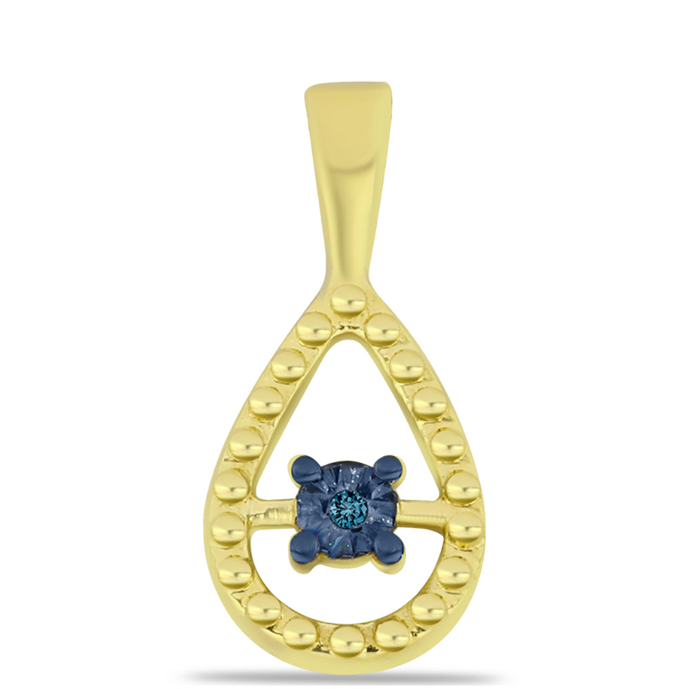 Pandantiv din Argint 925 Placat cu Aur ( 0.95 grame ) cu Diamant Albastru 0.01 Carate 1 