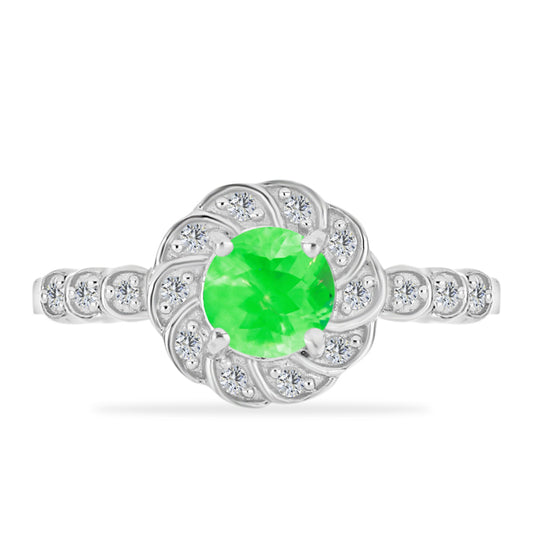 Inel din Argint 925 ( 2.45 grame ) cu Opal Hialit și Topaz Alb 0.78 Carate