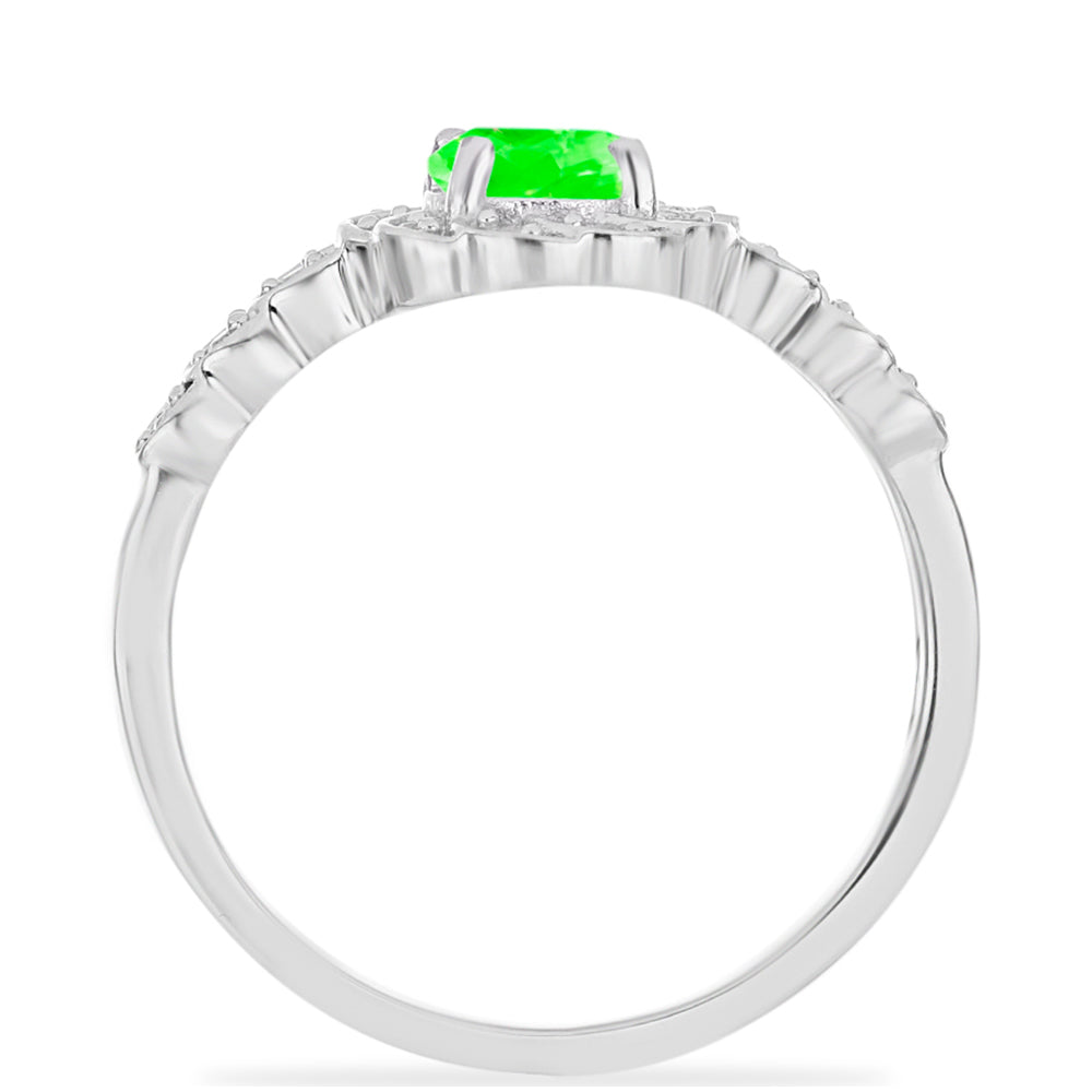 Inel din Argint 925 ( 2.45 grame ) cu Opal Hialit și Topaz Alb 0.78 Carate 2 