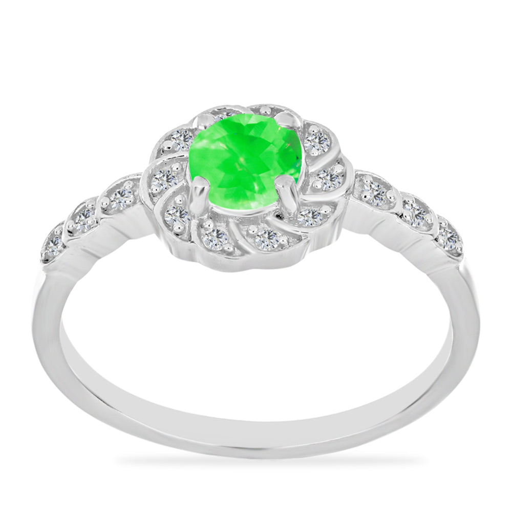 Inel din Argint 925 ( 2.45 grame ) cu Opal Hialit și Topaz Alb 0.78 Carate 3 