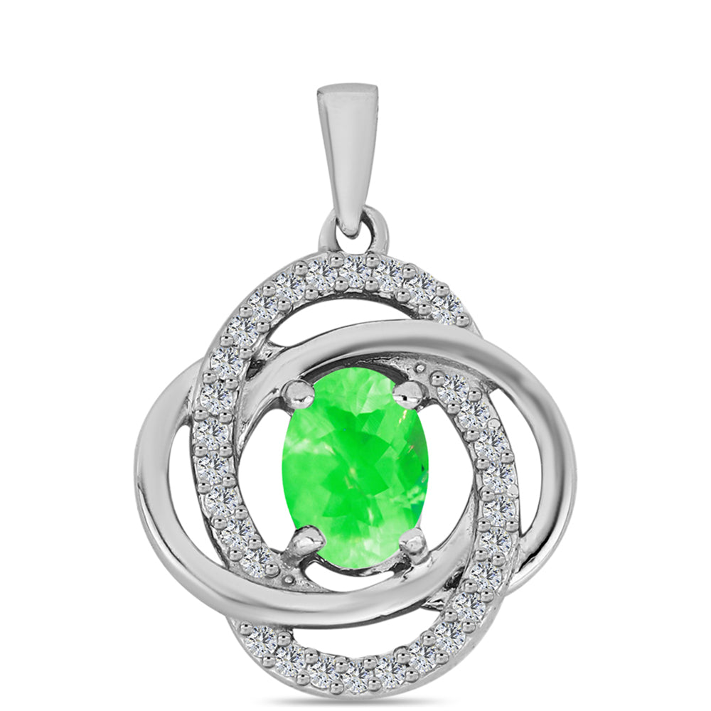 Pandantiv din Argint 925 ( 1.48 grame ) cu Opal Hialit și Topaz Alb 0.87 Carate