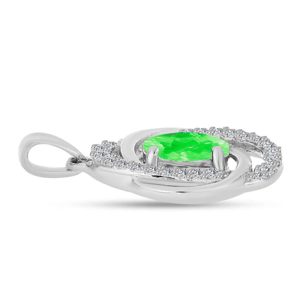 Pandantiv din Argint 925 ( 1.48 grame ) cu Opal Hialit și Topaz Alb 0.87 Carate