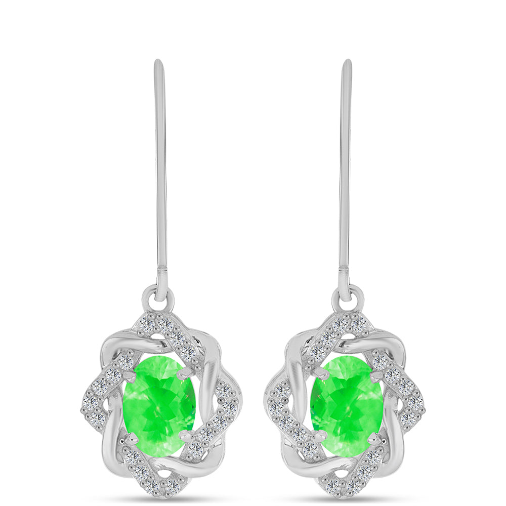 Cercei din Argint 925 ( 3.4 grame ) cu Opal Hialit și Topaz Alb 1.55 Carate