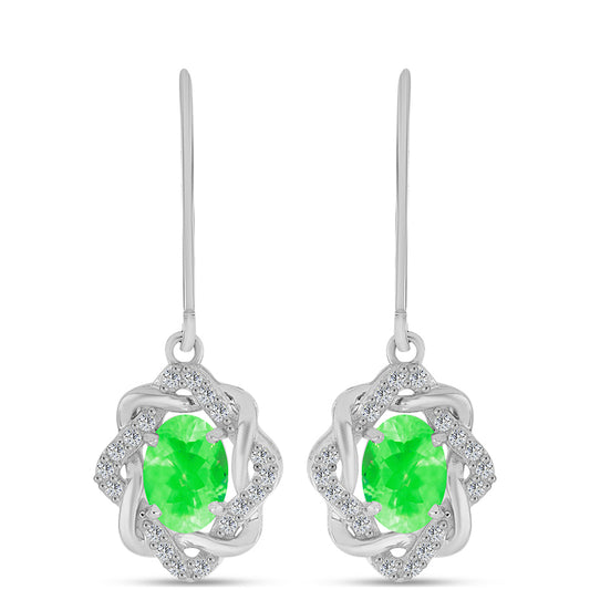 Cercei din Argint 925 ( 3.4 grame ) cu Opal Hialit și Topaz Alb 1.55 Carate