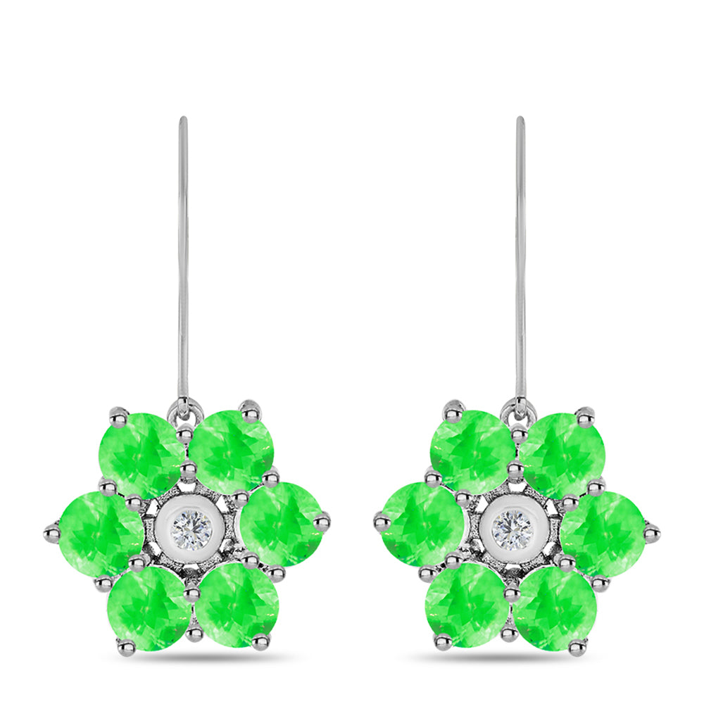 Cercei din Argint 925 ( 1.88 grame ) cu Opal Hialit și Topaz Alb 1.1 Carate