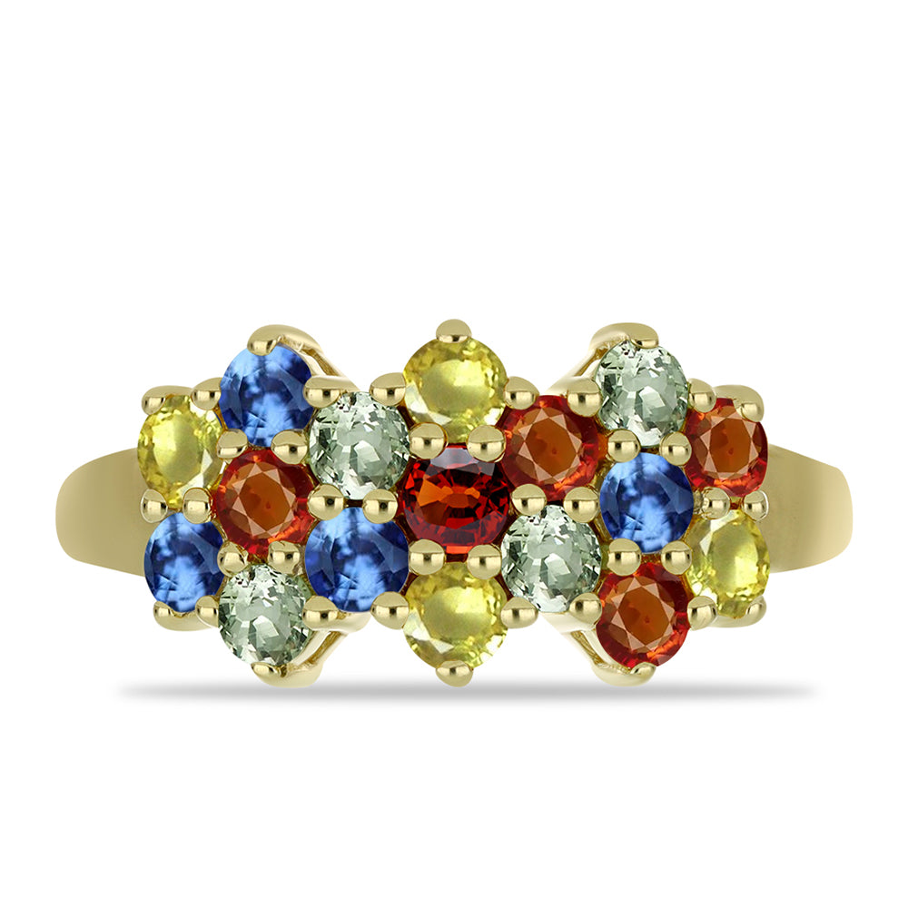Inel din Argint 925 Placat cu Aur ( 3.14 grame ) cu Safir Rosebery Curcubeu 2.34 Carate