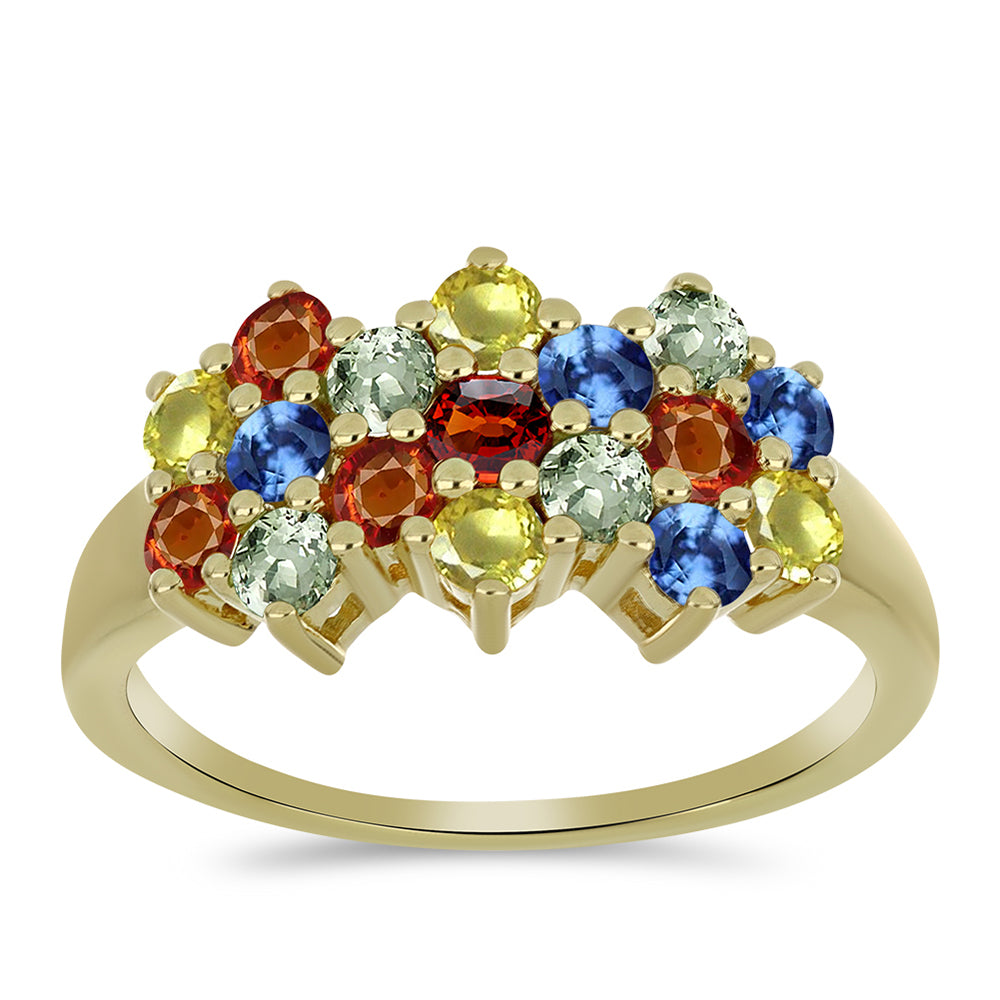 Inel din Argint 925 Placat cu Aur ( 3.14 grame ) cu Safir Rosebery Curcubeu 2.34 Carate 3 