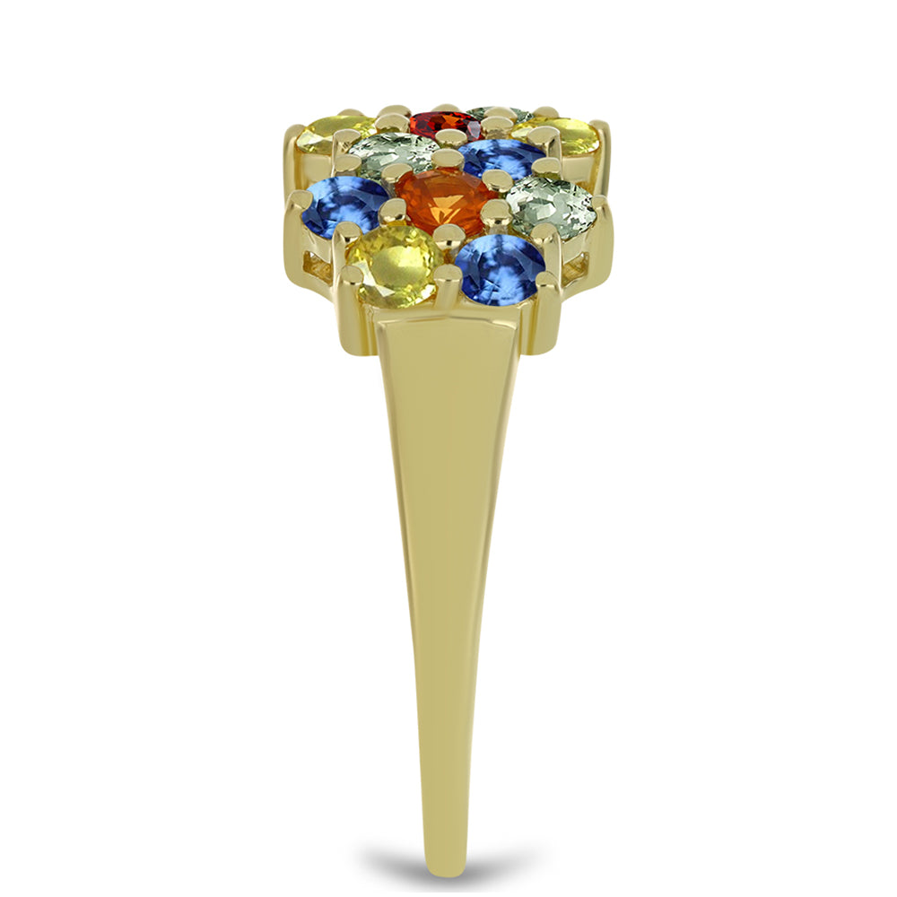 Inel din Argint 925 Placat cu Aur ( 3.14 grame ) cu Safir Rosebery Curcubeu 2.34 Carate 4 