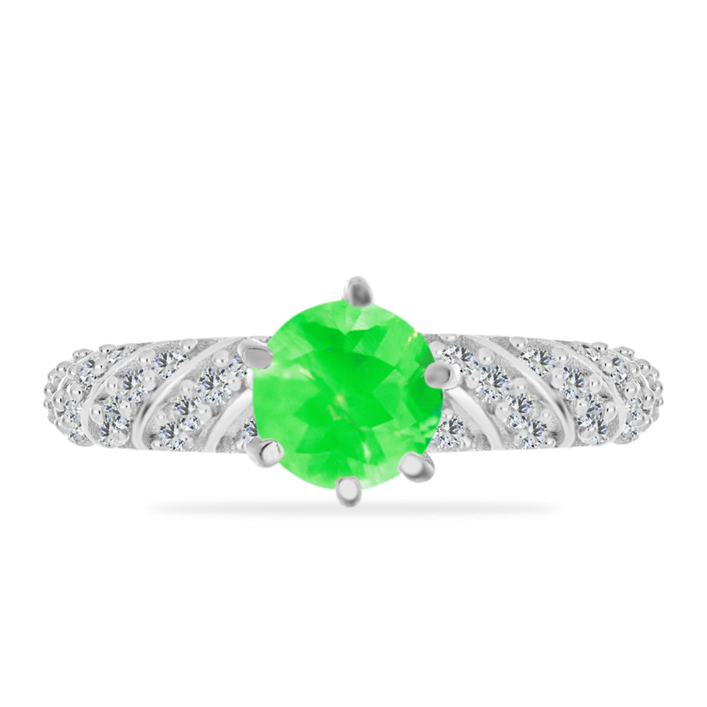 Inel din Argint 925 ( 2.5 grame ) cu Opal Hialit și Topaz Alb 0.94 Carate