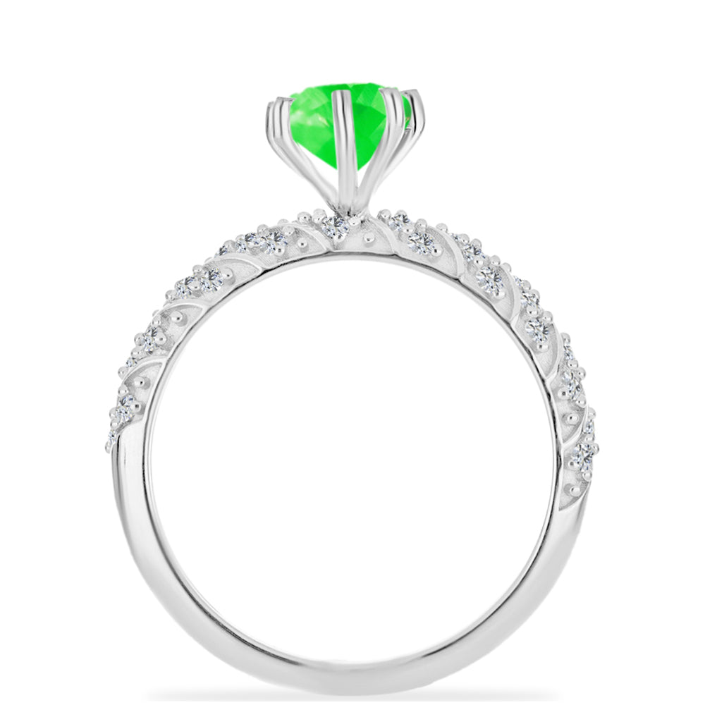 Inel din Argint 925 ( 2.5 grame ) cu Opal Hialit și Topaz Alb 0.94 Carate