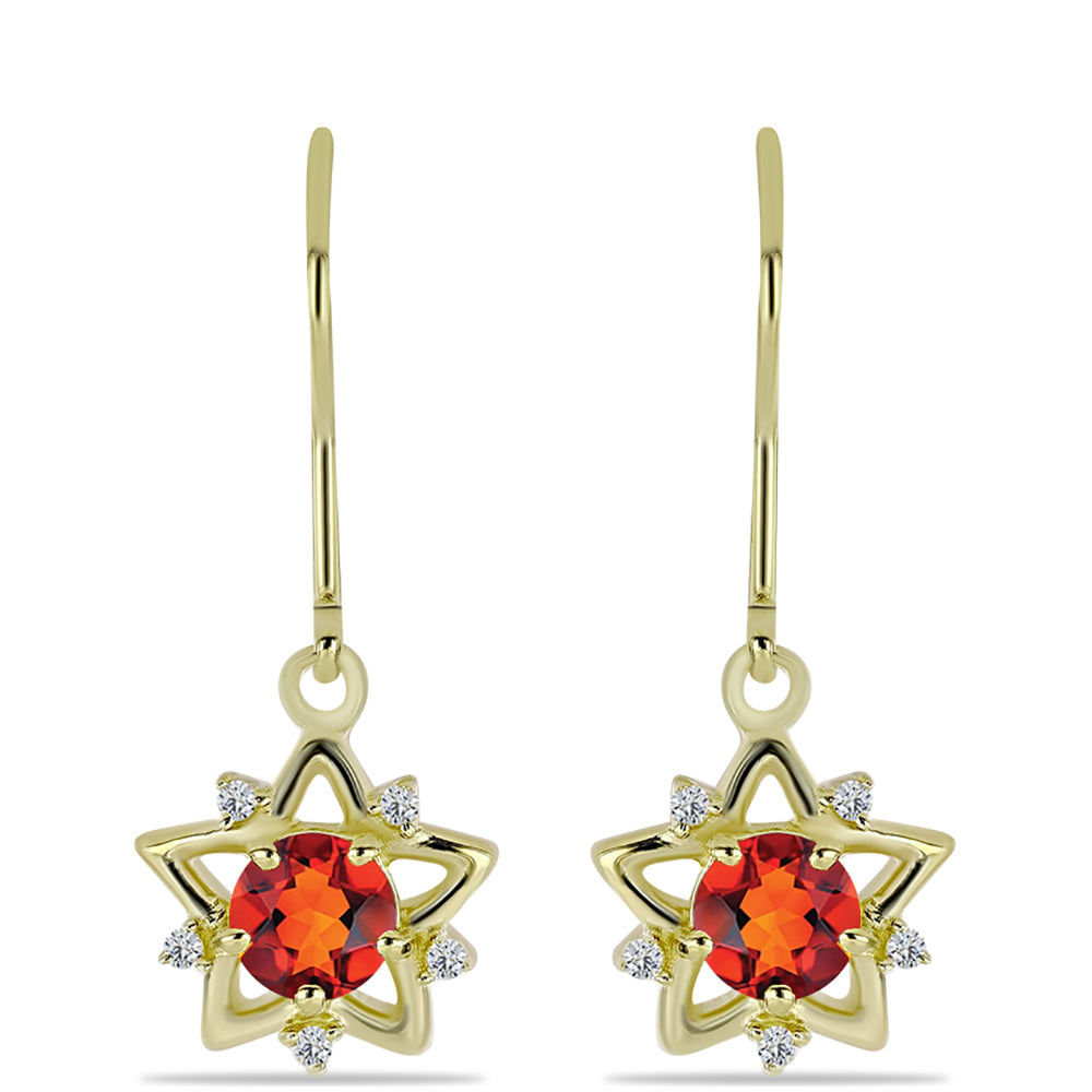 Cercei din Argint 925 Placat cu Aur ( 2.72 grame ) cu Citrin Madeira și Topaz Alb 0.92 Carate 1 