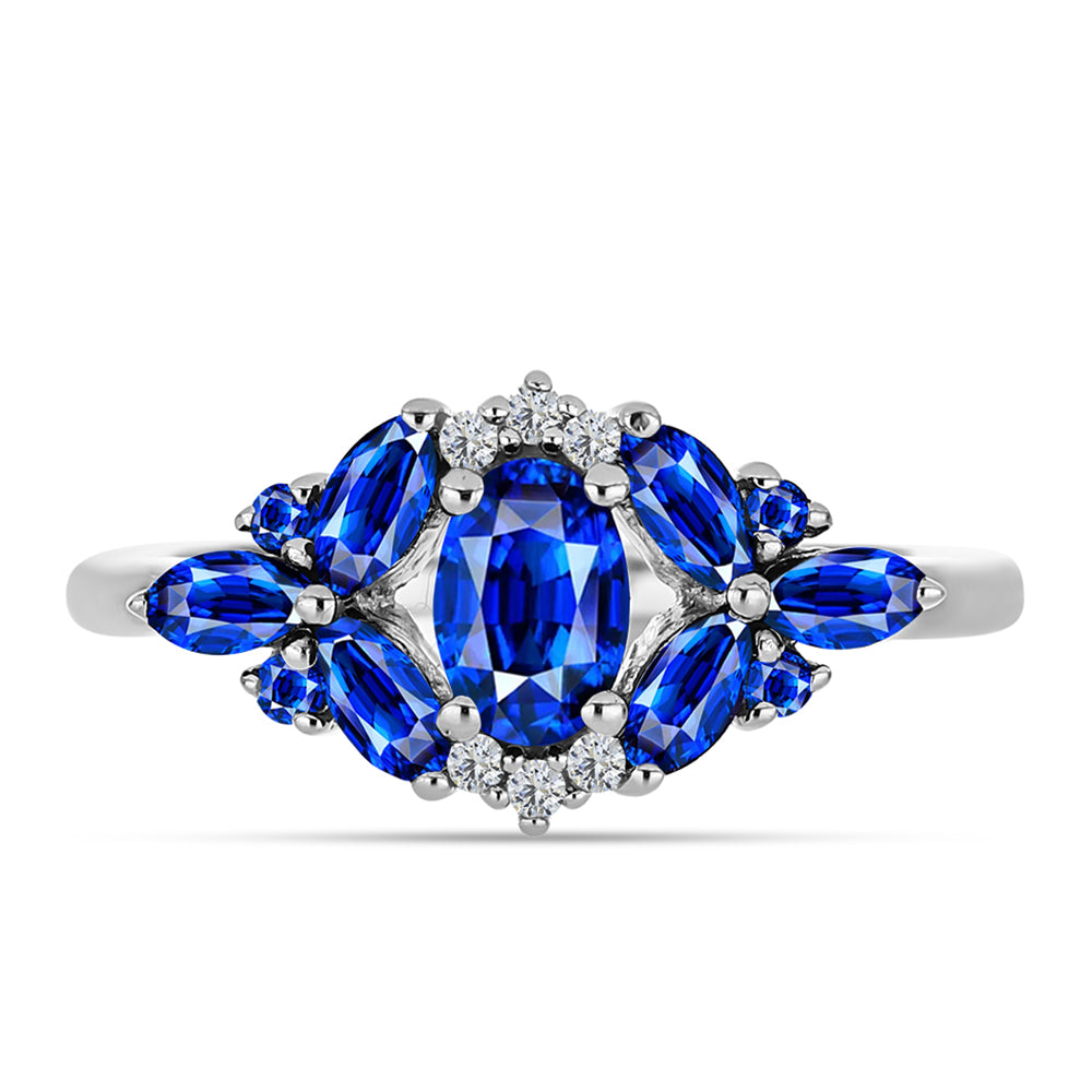 Inel din Argint 925 ( 2.28 grame ) cu Safir Albastru Australian și Topaz Alb 2.02 Carate