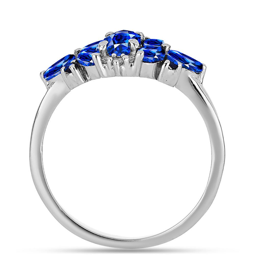 Inel din Argint 925 ( 2.28 grame ) cu Safir Albastru Australian și Topaz Alb 2.02 Carate 2 