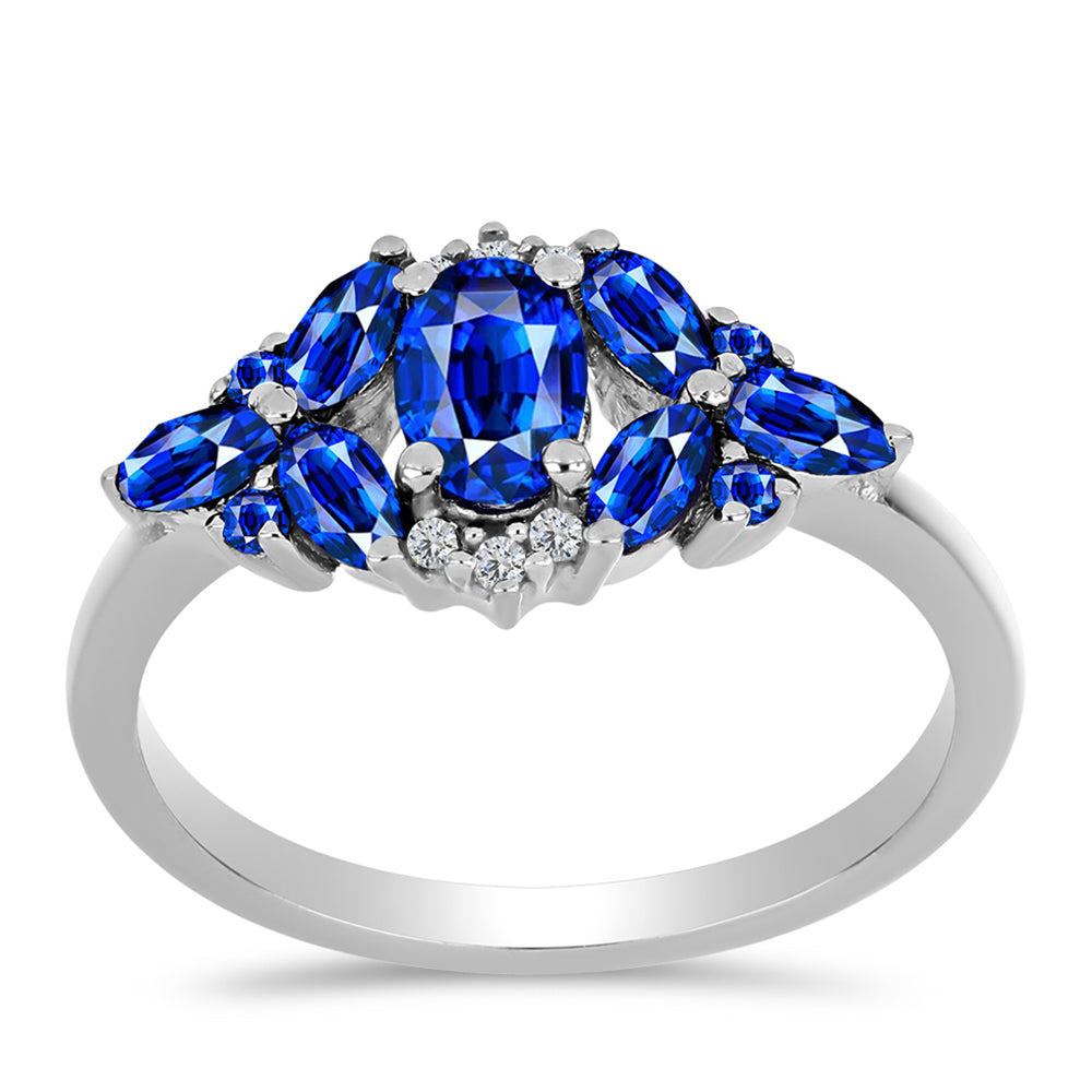 Inel din Argint 925 ( 2.28 grame ) cu Safir Albastru Australian și Topaz Alb 2.02 Carate 3 