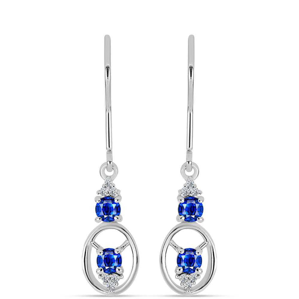 Cercei din Argint 925 ( 1.94 grame ) cu Safir Albastru Australian și Topaz Alb 0.74 Carate 1 