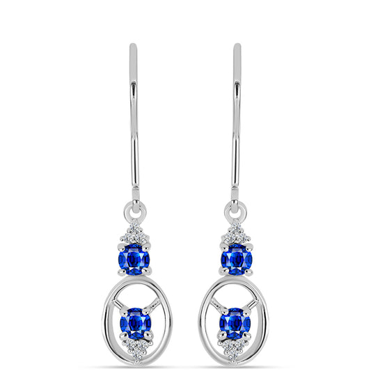 Cercei din Argint 925 ( 1.94 grame ) cu Safir Albastru Australian și Topaz Alb 0.74 Carate