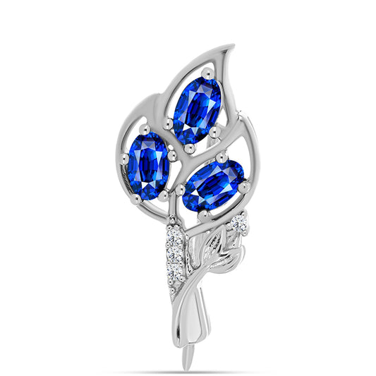 Broşă din Argint 925 ( 2.32 grame ) cu Safir Albastru Australian și Topaz Alb 1.08 Carate