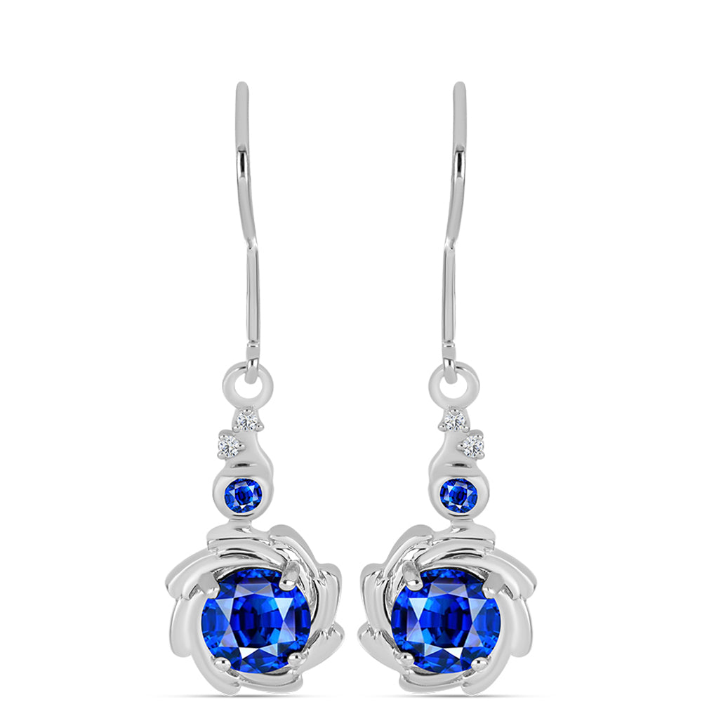 Cercei din Argint 925 ( 2.1 grame ) cu Safir Albastru Australian și Topaz Alb 2.66 Carate