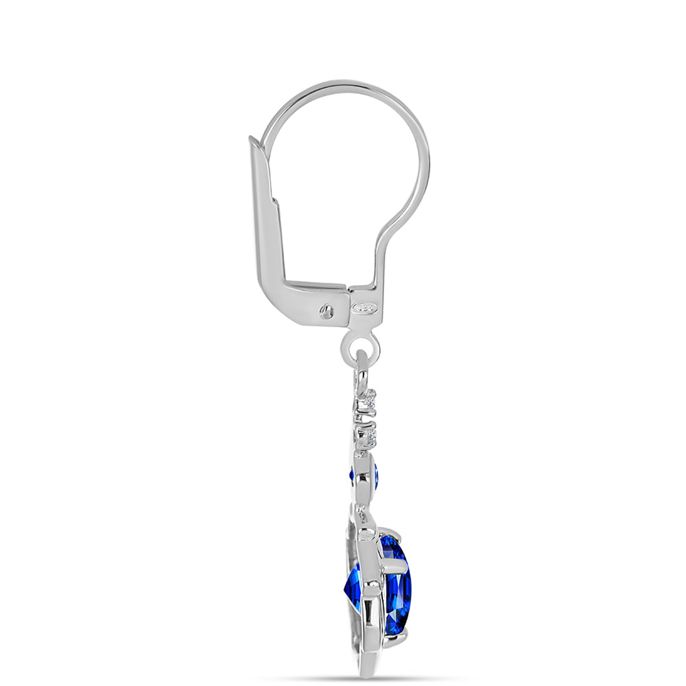 Cercei din Argint 925 ( 2.1 grame ) cu Safir Albastru Australian și Topaz Alb 2.66 Carate 2 