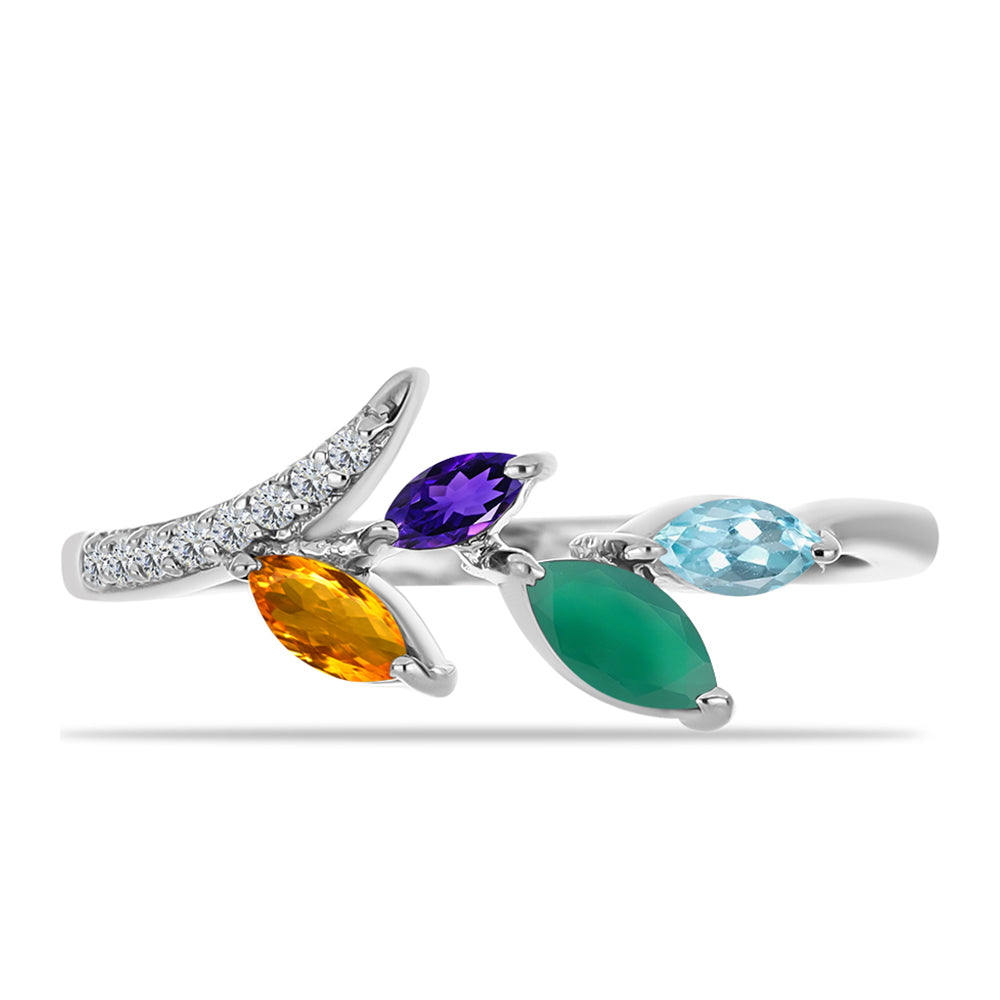 Inel din Argint 925 ( 2.07 grame ) cu Ametist Marocan și Agat Verde 0.59 Carate 1 