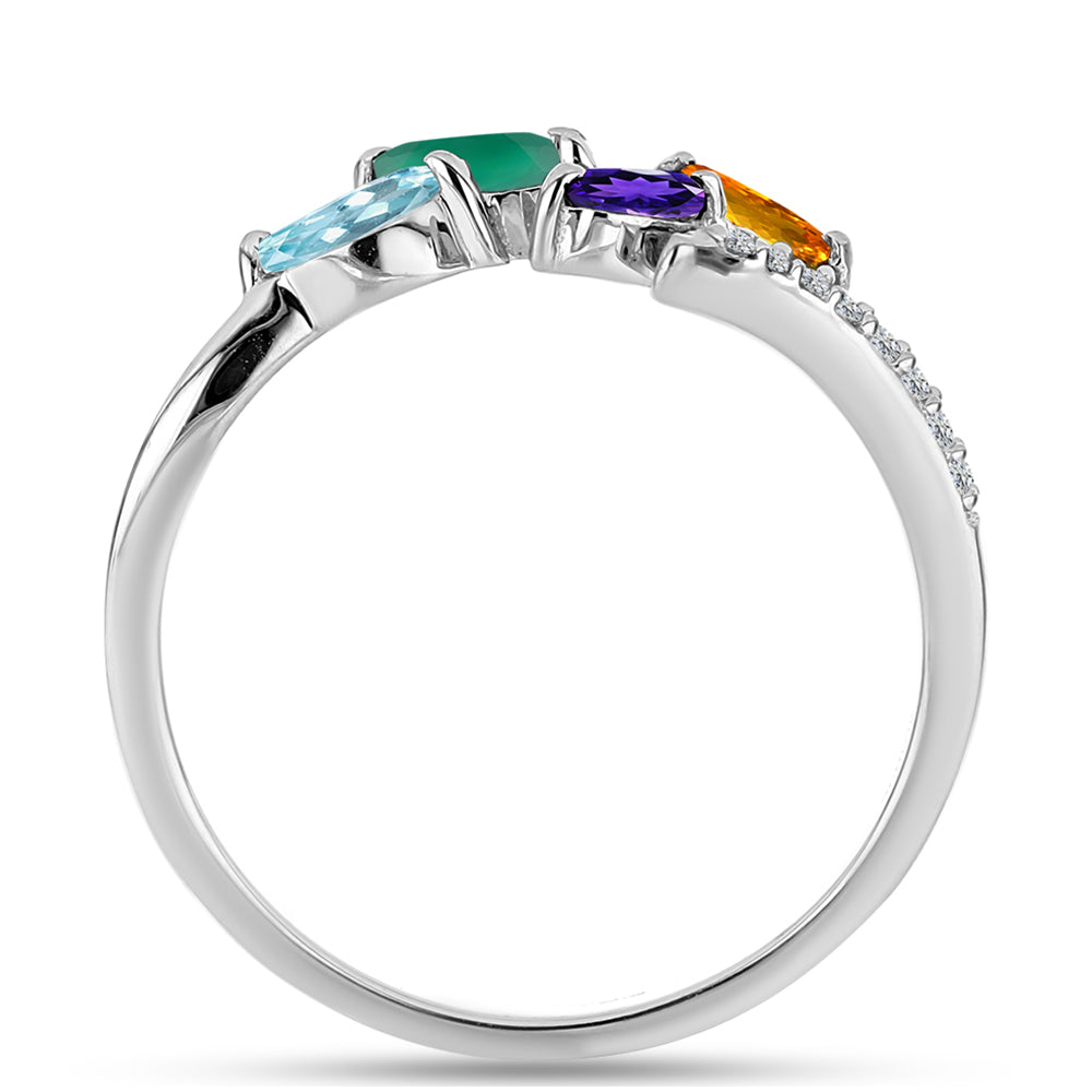 Inel din Argint 925 ( 2.07 grame ) cu Ametist Marocan și Agat Verde 0.59 Carate 2 