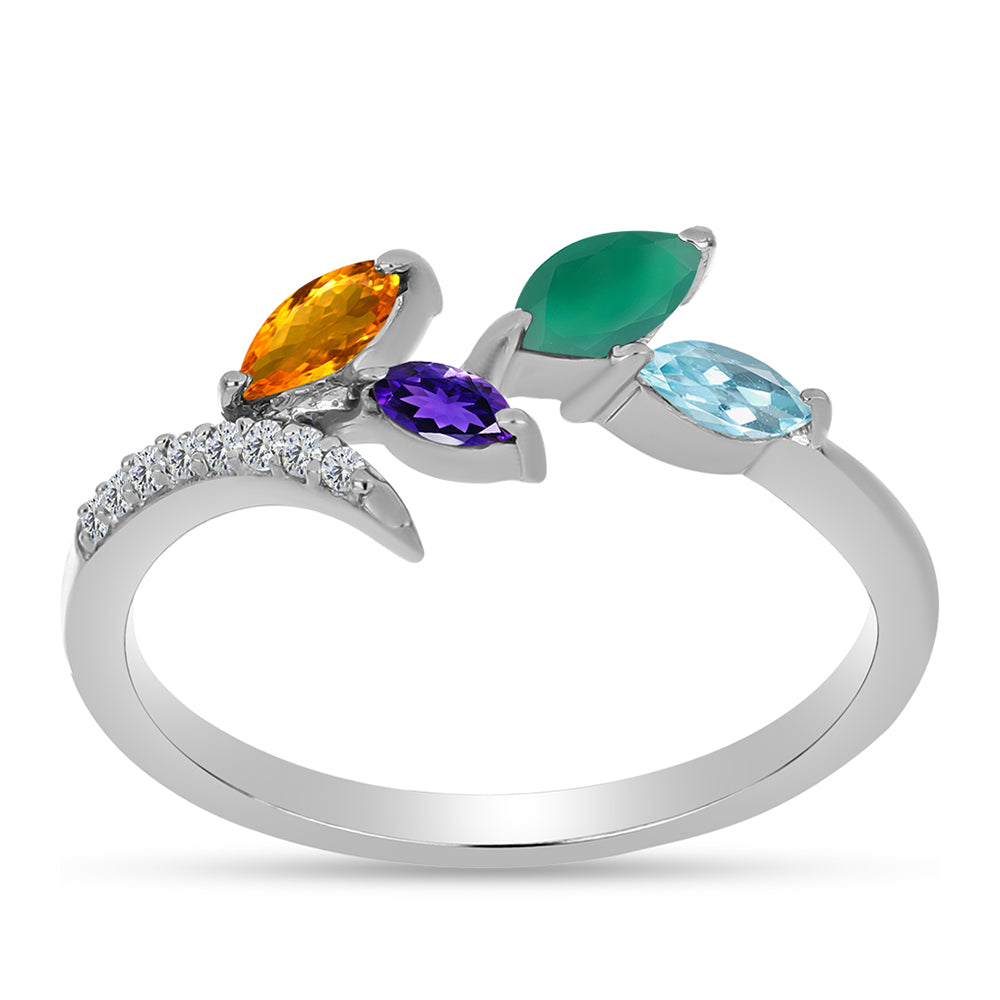 Inel din Argint 925 ( 2.07 grame ) cu Ametist Marocan și Agat Verde 0.59 Carate