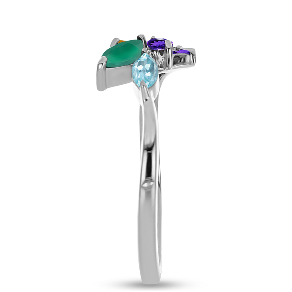 Inel din Argint 925 ( 2.07 grame ) cu Ametist Marocan și Agat Verde 0.59 Carate