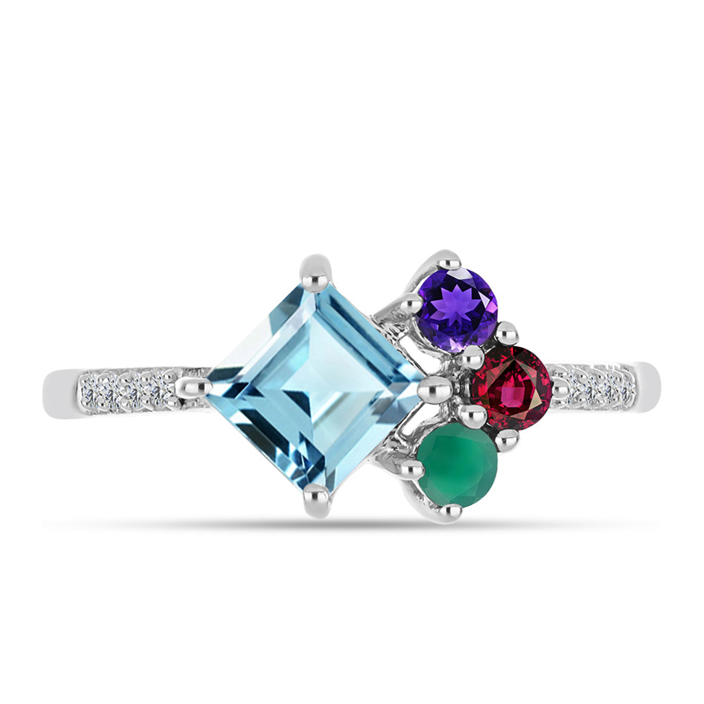 Inel din Argint 925 ( 2.25 grame ) cu Ametist Marocan și Agat Verde 1.74 Carate 1 