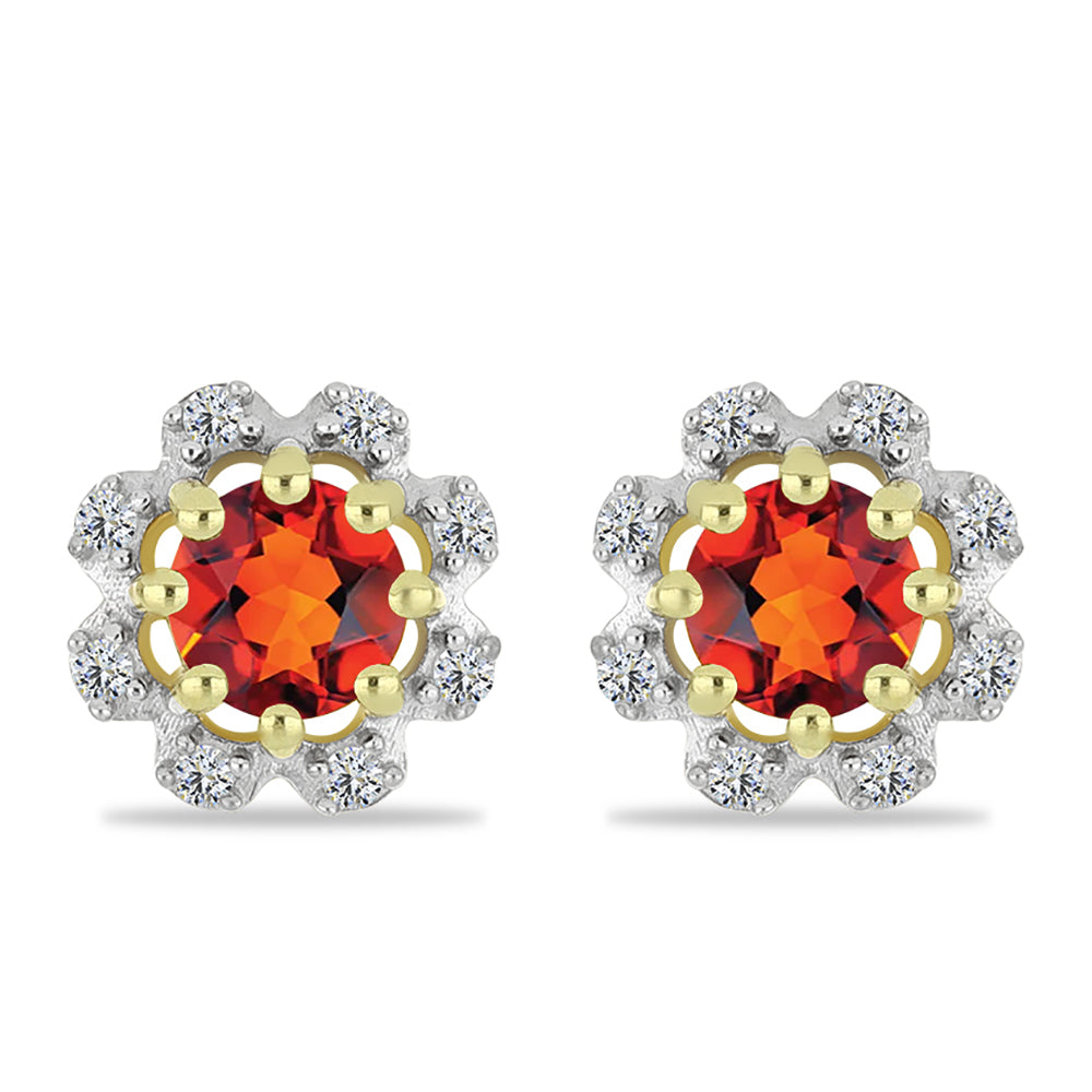 Cercei din Argint 925 Placat cu Aur ( 1.17 grame ) cu Citrin Madeira și Topaz Alb 0.58 Carate 1 