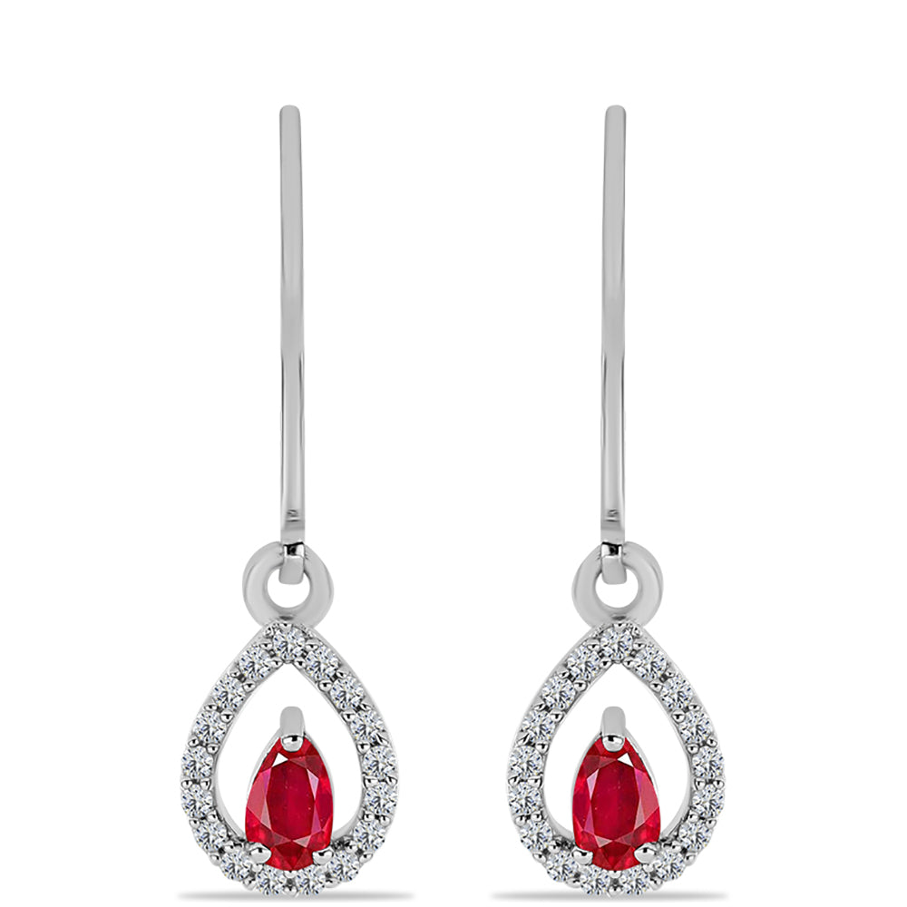 Cercei din Argint 925 ( 1.79 grame ) cu Agat Roșu și Topaz Alb 0.61 Carate