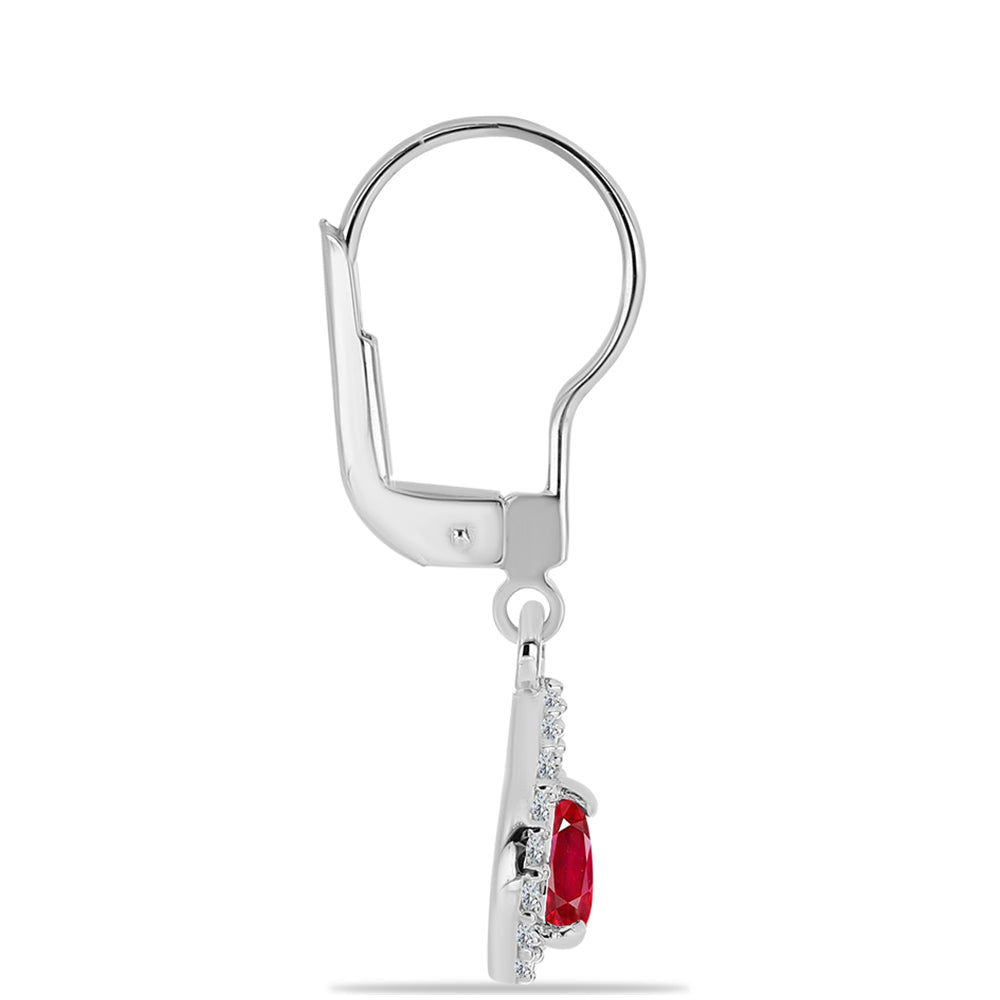 Cercei din Argint 925 ( 1.79 grame ) cu Agat Roșu și Topaz Alb 0.61 Carate 2 