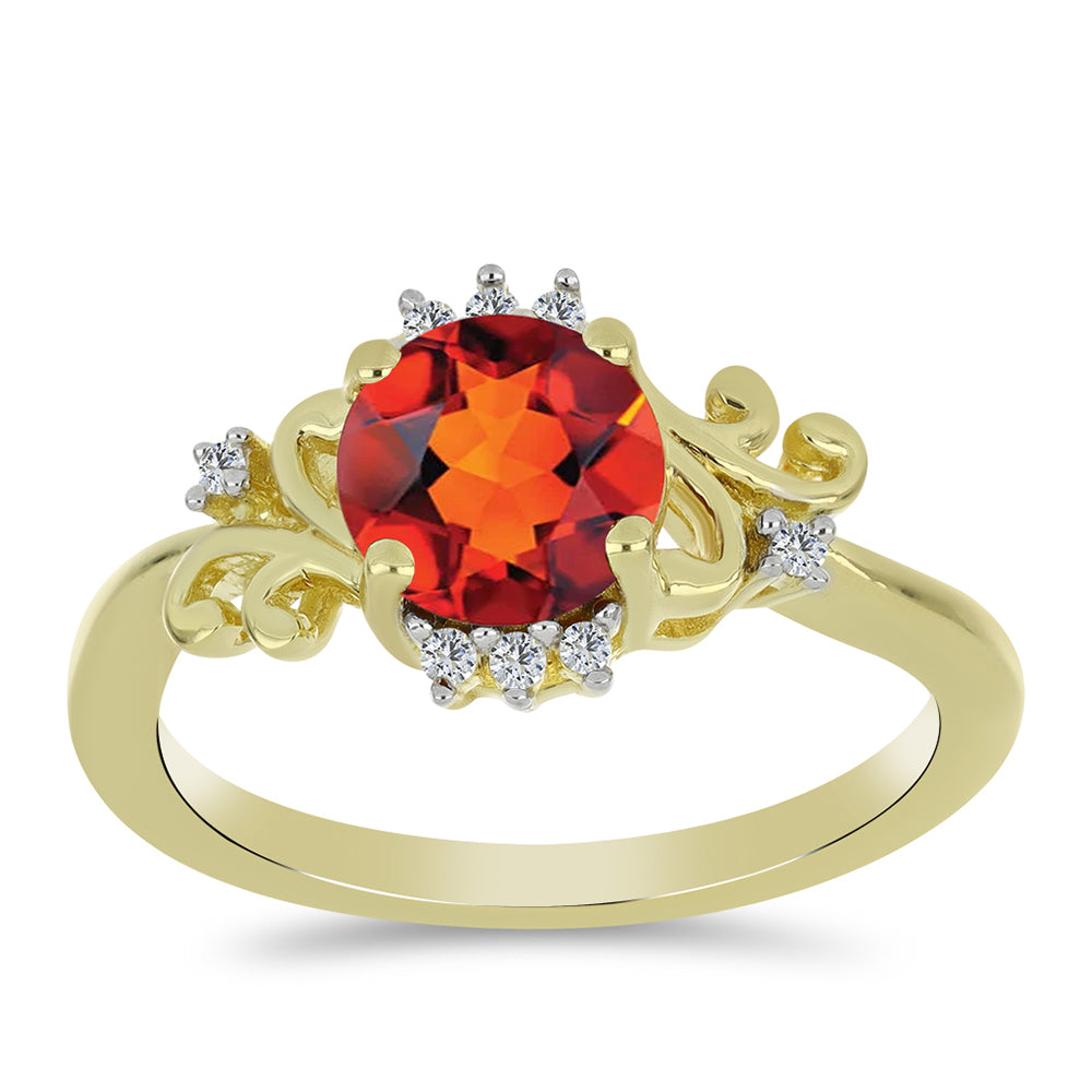 Inel din Argint 925 Placat cu Aur ( 2.58 grame ) cu Citrin Madeira și Topaz Alb 1.23 Carate 3 