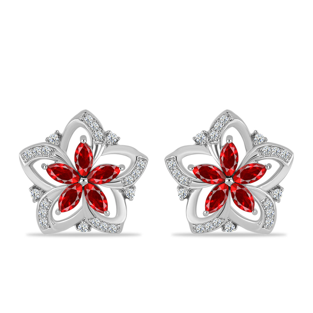 Cercei din Argint 925 ( 5.09 grame ) cu Agat Roșu și Topaz Alb 1.74 Carate