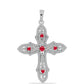 Cruce Pandantiv din Argint 925 ( 3 grame ) cu Agat Roșu și Topaz Alb 0.94 Carate