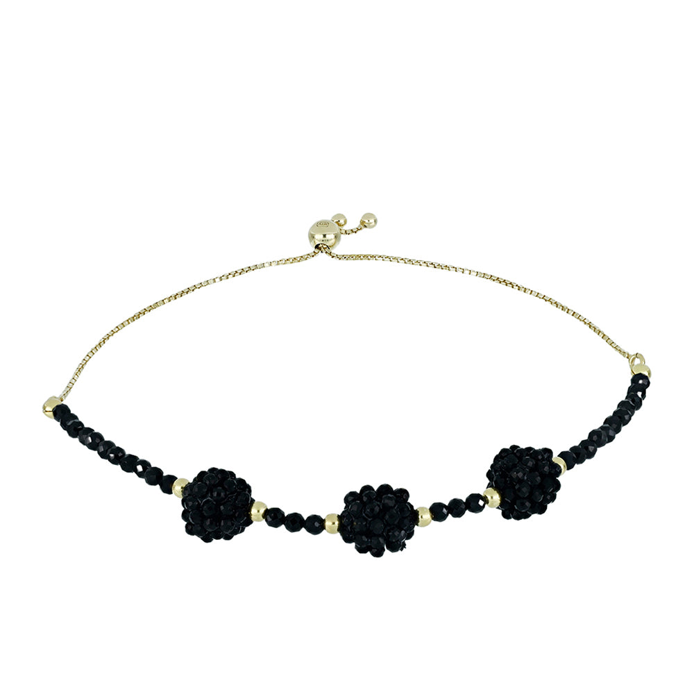 Brățară din Argint 925 Placat cu Aur ( 1.82 grame ) cu Spinel Negru 26 Carate 1 