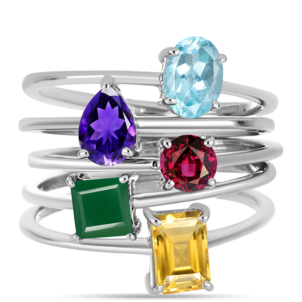 Set din Argint 925 ( 6.53 grame ) cu Ametist Marocan și Agat Verde 3.63 Carate ( Inel ) 1 