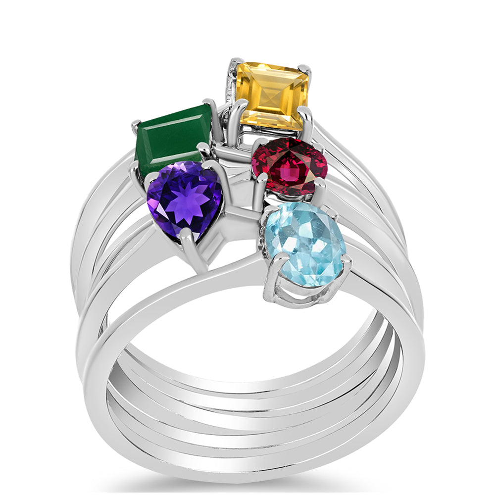 Set din Argint 925 ( 6.53 grame ) cu Ametist Marocan și Agat Verde 3.63 Carate ( Inel )